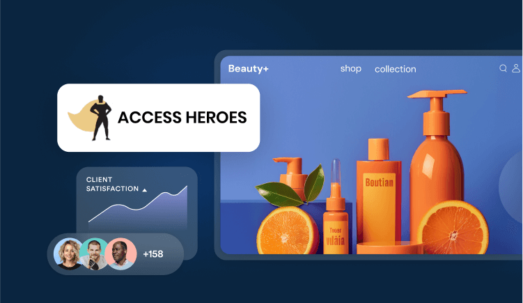 Access Heroes logo with charts of website performance increasing behind it
